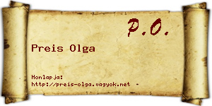 Preis Olga névjegykártya